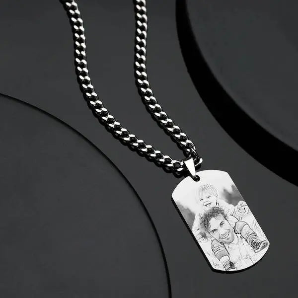 Collana Uomo Personalizzata con Foto e Incisione - idea regalo papà