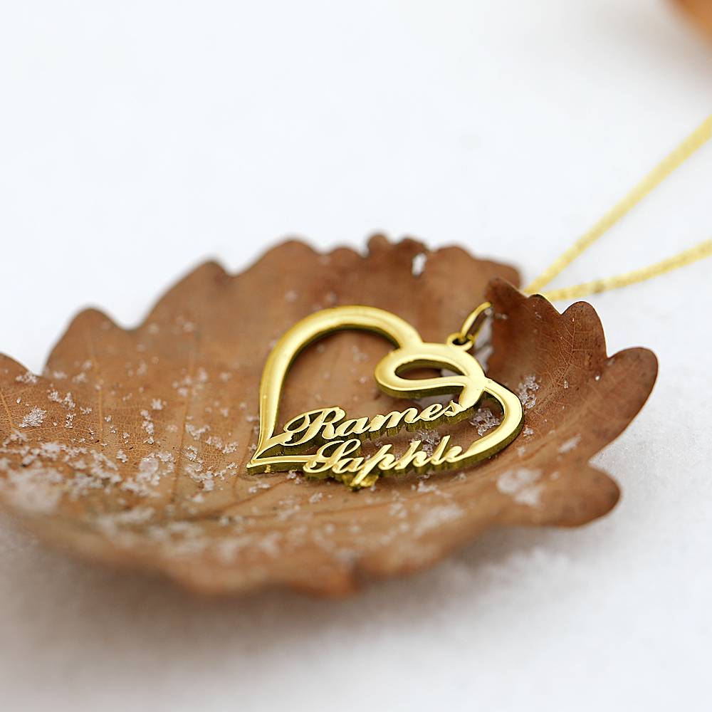 Collana personalizzata con due nomi e cuori intrecciati in argento sterling 925 - idea regalo festa della mamma