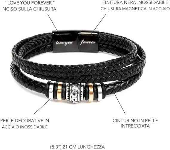 Bracciale Pelle Intrecciata Al mio Papà - Ti Voglio un Mondo di Bene.