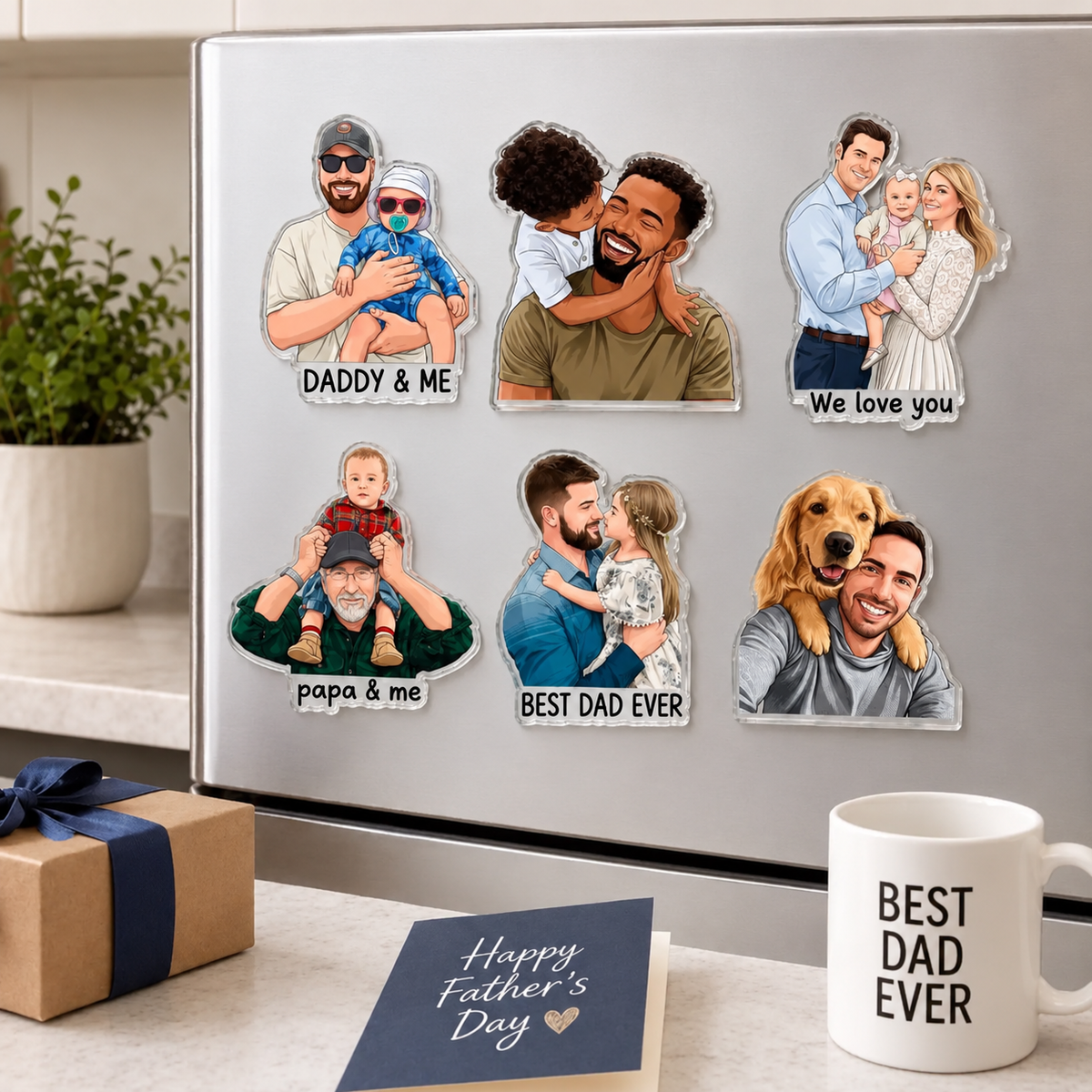 Magnete Ritratto Personalizzato da Foto Regalo Coppia Famiglia
