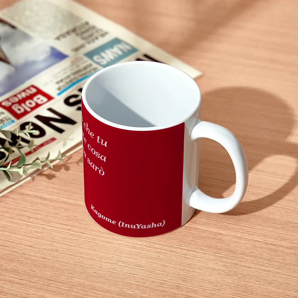 Tazza InuYasha "Filo Rosso del Destino" Citazione Kagome Mug Rossa Anime
