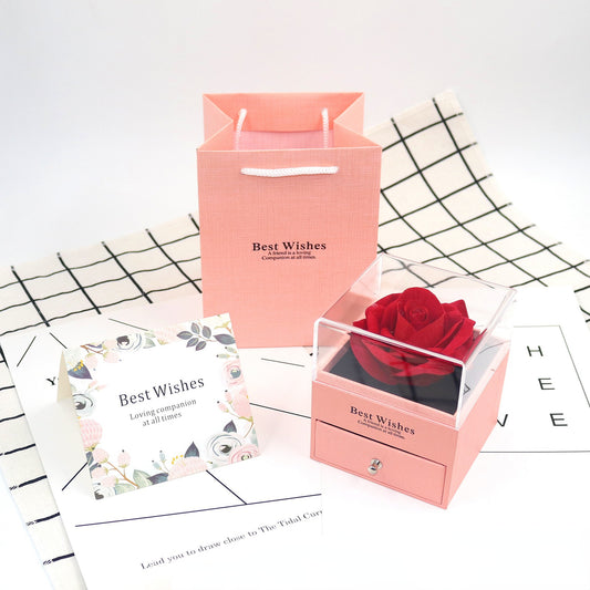 Set Confezione Regalo Rosa con Biglietto e Shopper Jewelry Box Elegante mamma donna