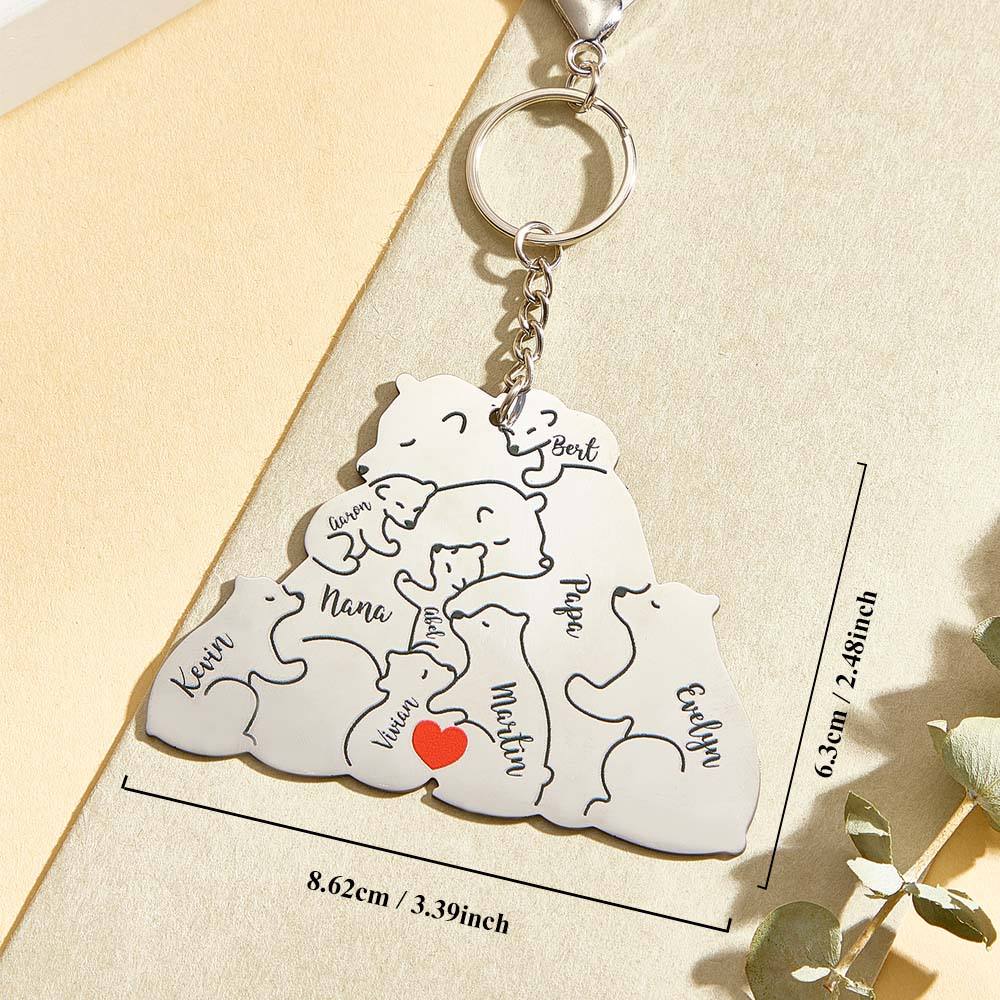 Portachiavi Personalizzato "Famiglia Orso" – Incisione Papa & Mama Bear – Regalo Unico per Genitori e Nonni