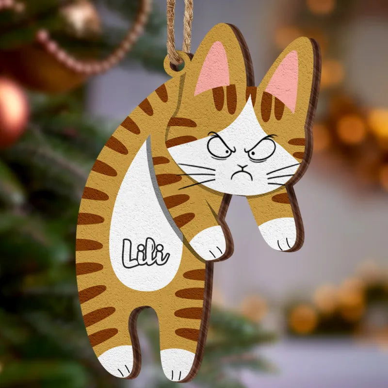 Pallina Natale Gatto Legno Personalizzata Nome Regalo Cat Lover Decorazione Appendino