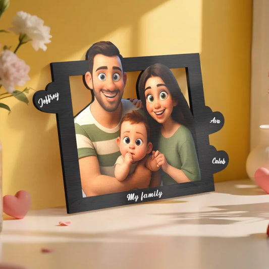 Cornice Personalizzata in Stile Cartoon con Foto e Nomi idea regalo lui lei mamma papà anniversario nonni nozze