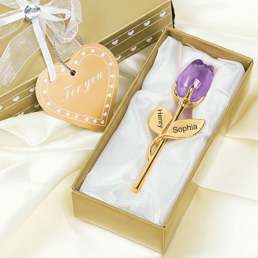 Rosa di Cristallo Personalizzata con Nome Regalo San Valentino Elegante