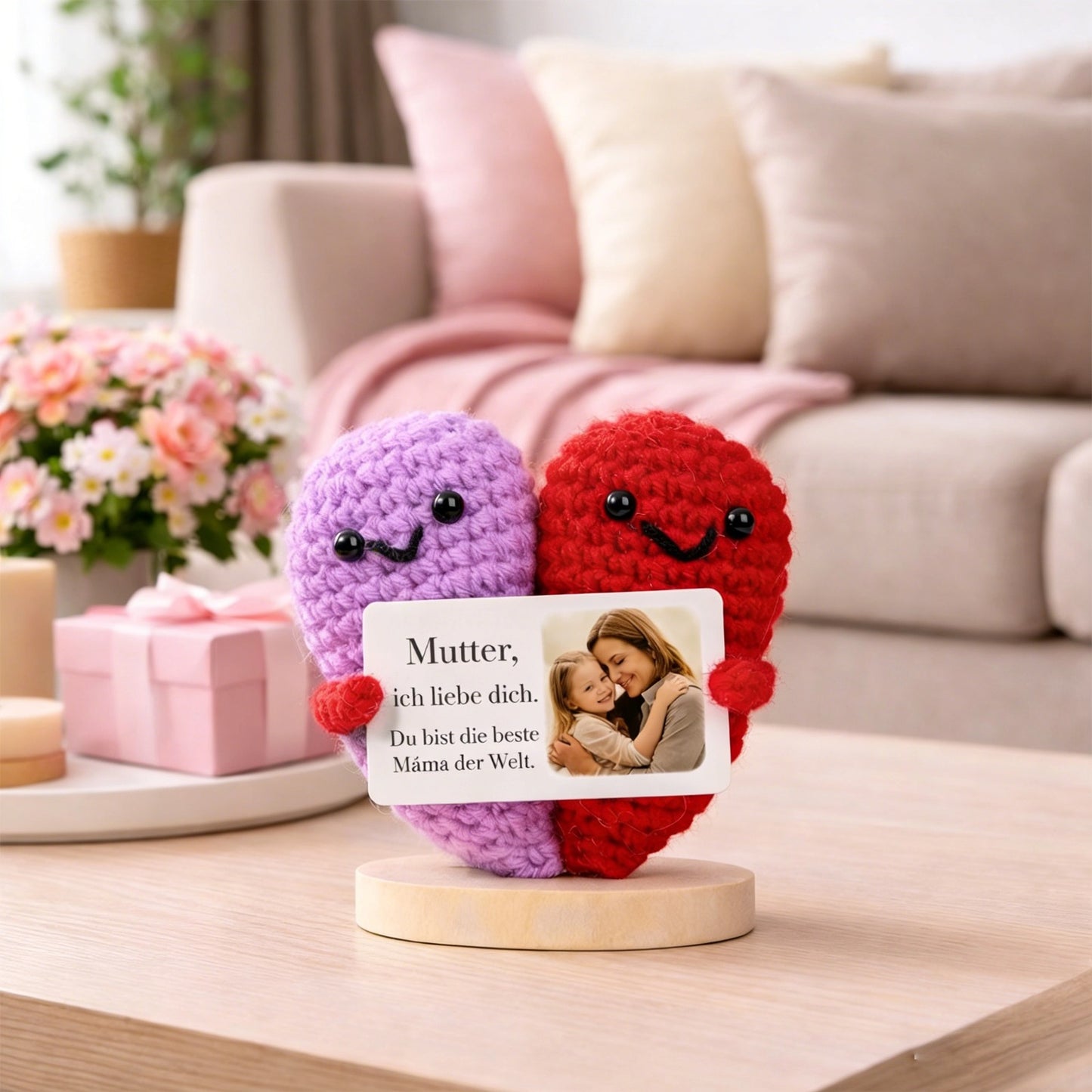 Cuore in Maglia Personalizzato con Foto e dedica Regalo Festa della Mamma