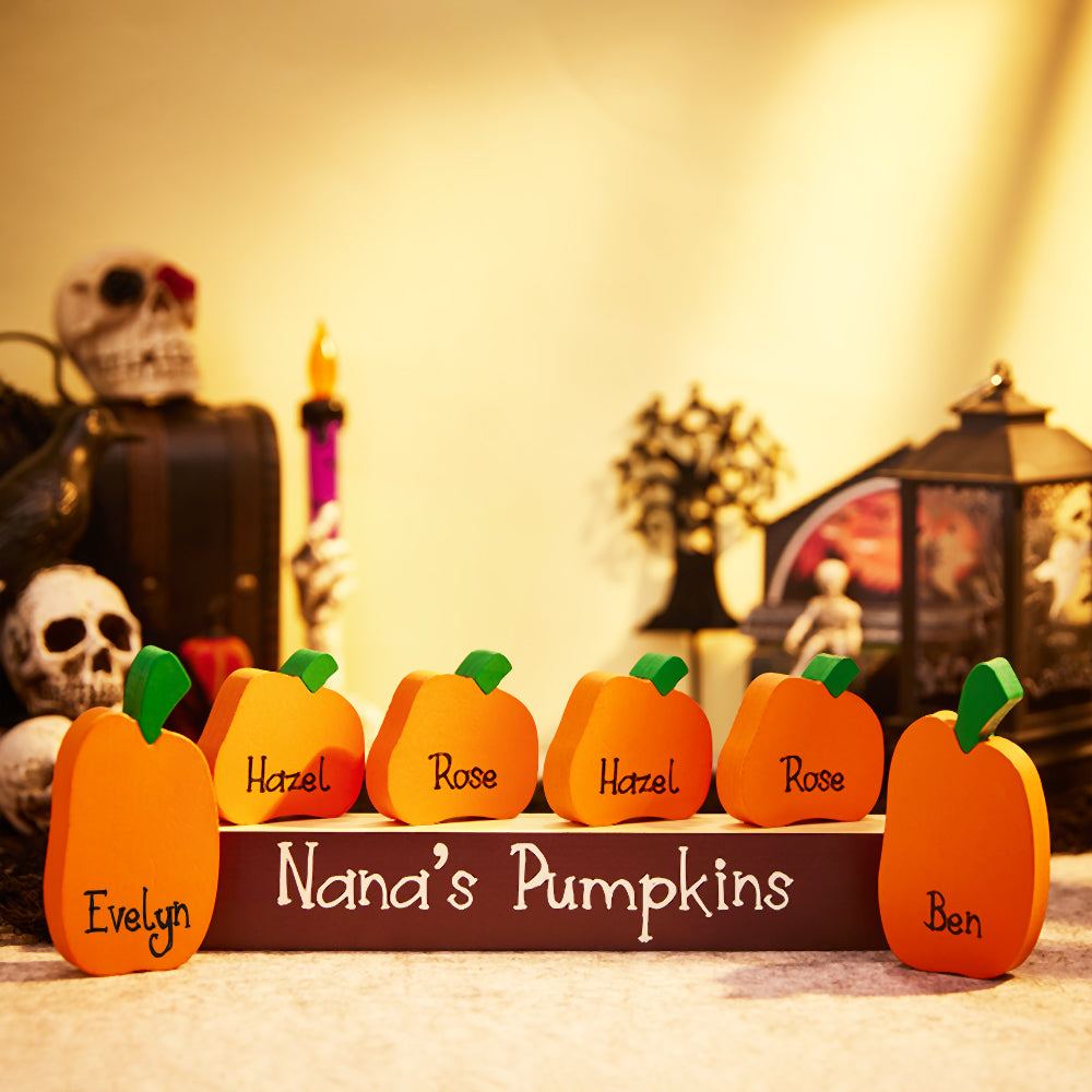 Zucca Personalizzata con Nome e Base in Legno Regalo Halloween Famiglia