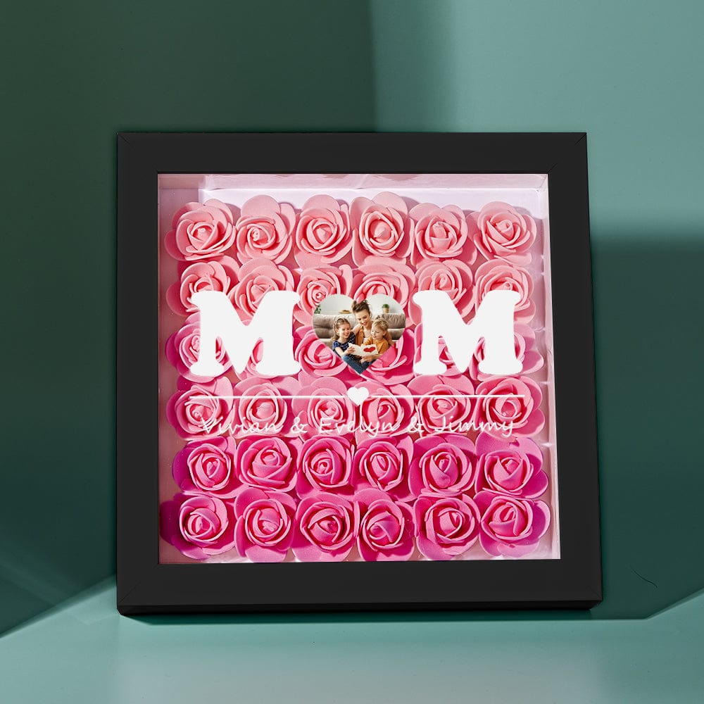 Cornice con foto e fiori personalizzata rosa idea regalo mamma