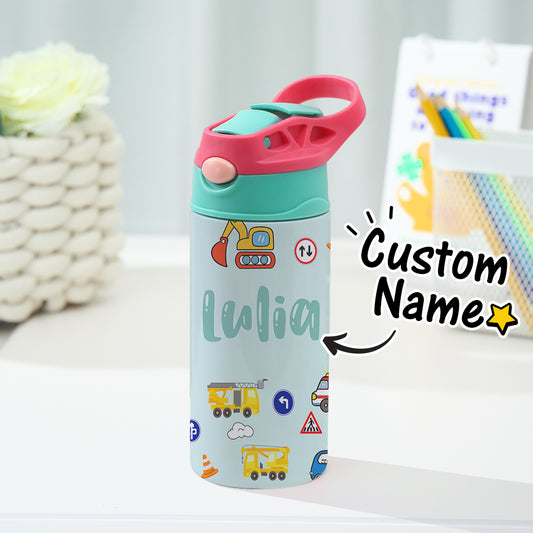 Tazza Termica Trattore Personalizzata con Nome Regalo Bambini Acciaio