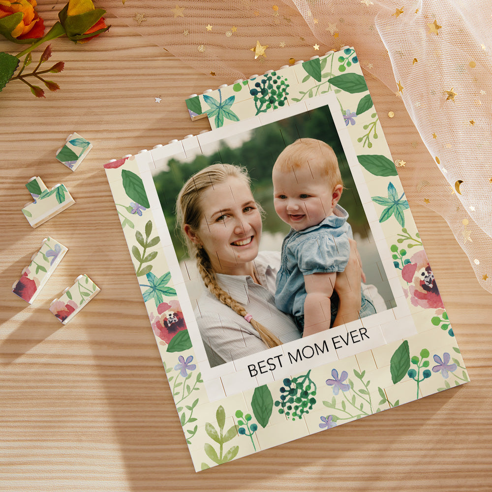 Puzzle di Mattoncini Personalizzato "Best Mom Ever" – Foto su Mattoncini Verticali – Regalo Creativo per la Festa della Mamma