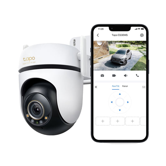 下架Tapo C530WS Telecamera Wi-Fi Esterno, 3K 5MP, 360° Visuale, Visione Notturna a Colori Starlight, Wi-Fi/Ethernet, 2pz, ⚠️Non a batteria
