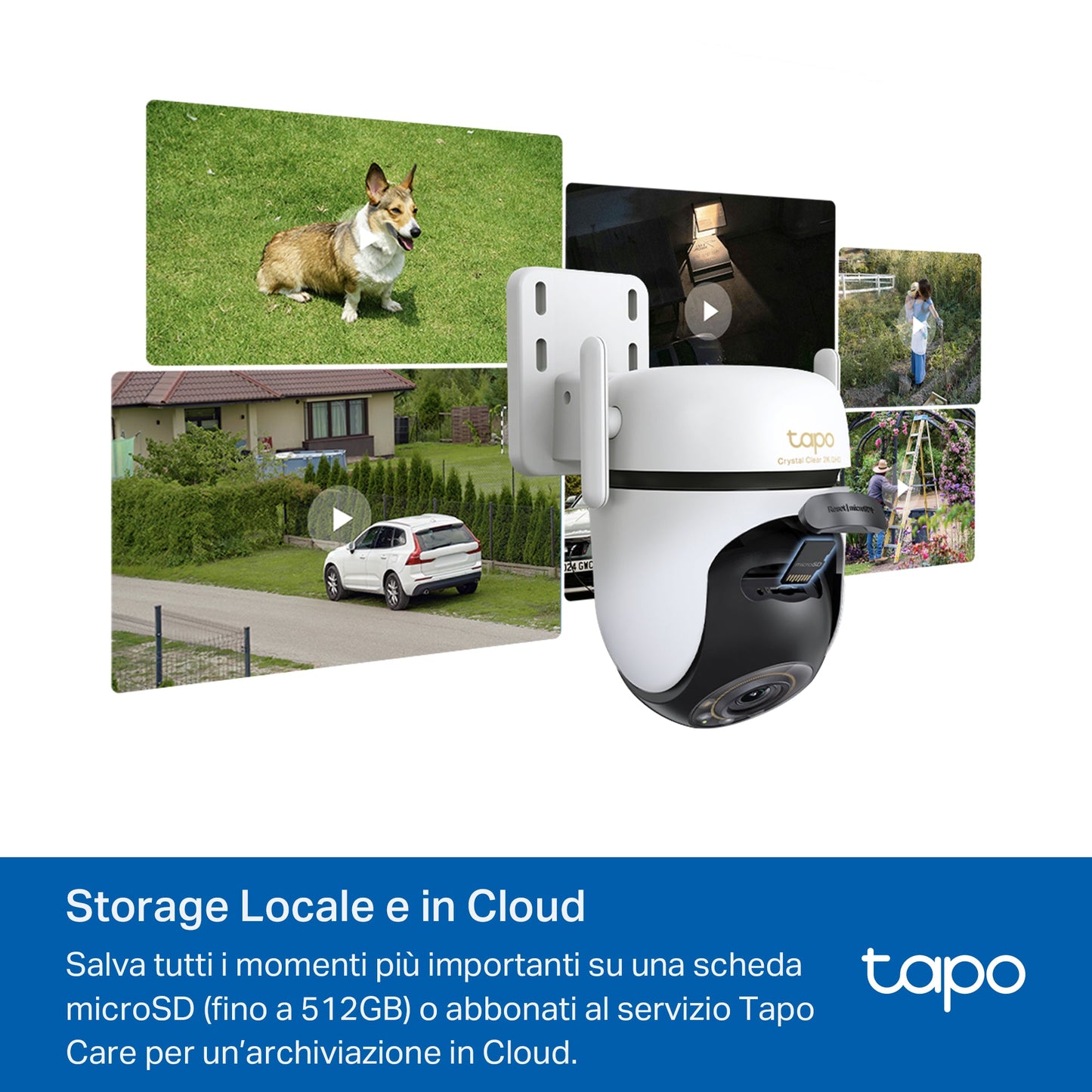 下架Tapo C530WS Telecamera Wi-Fi Esterno, 3K 5MP, 360° Visuale, Visione Notturna a Colori Starlight, Wi-Fi/Ethernet, 2pz, ⚠️Non a batteria