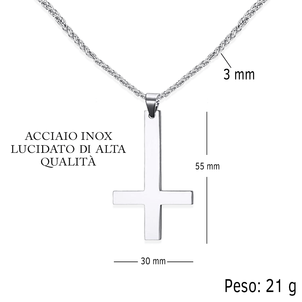 Collana Croce al Rovescio - A Mio Figlio, con Amore Mamma.