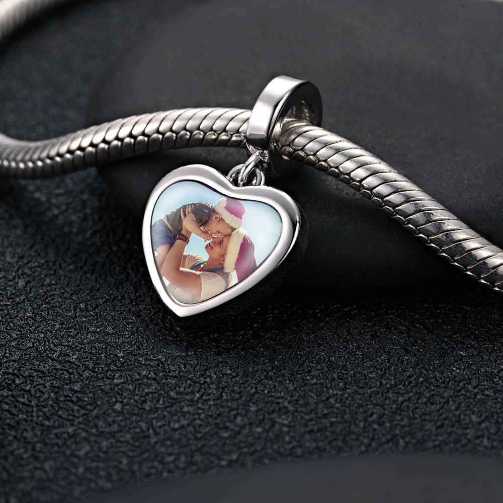 Ciondolo Cuore Pendente Personalizzato con Foto – Charm per Bracciali – Regalo Speciale per Lei