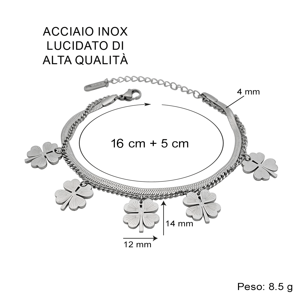 Bracciale Quadrifoglio A mia Mamma - Ti voglio tanto bene.
