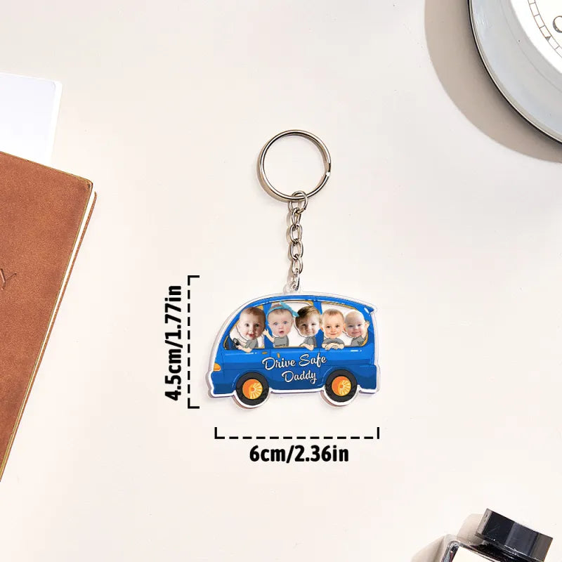 Portachiavi Personalizzato "Guida con Prudenza" - Portachiavi a Forma di Auto Personalizzato - Regalo per Papà