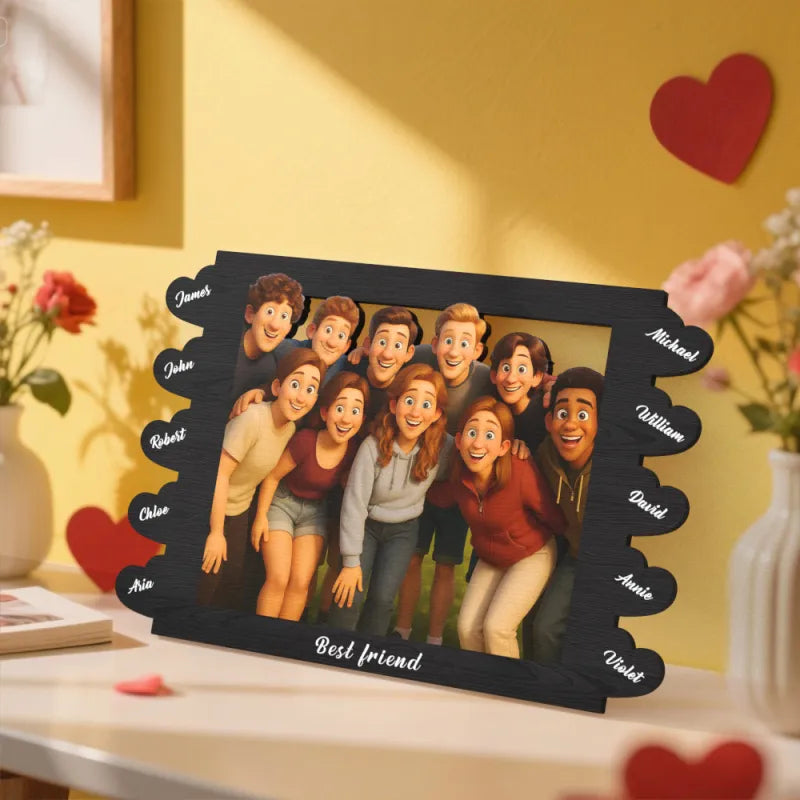 Cornice Personalizzata in Stile Cartoon con Foto e Nomi idea regalo lui lei mamma papà anniversario nonni nozze