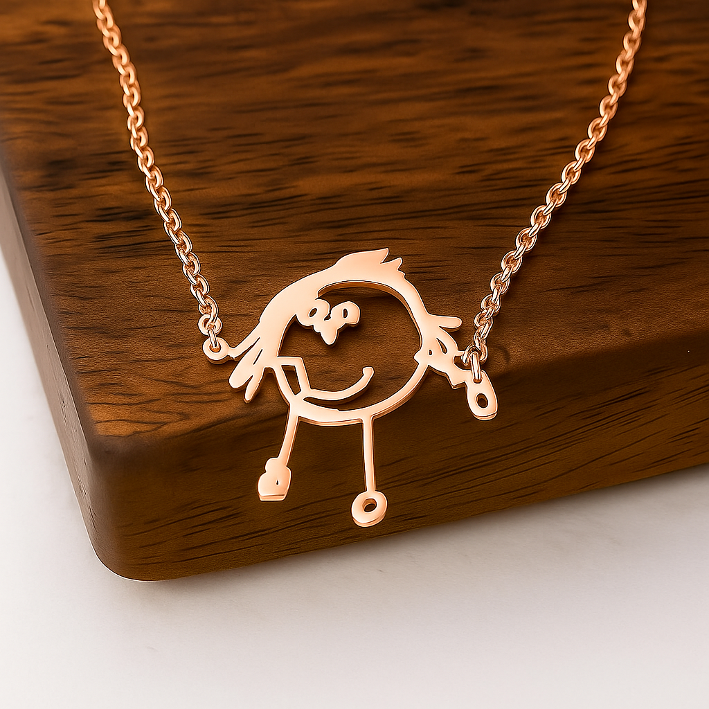 Collana "Line Art" Personalizzata – Ciondolo Realizzato dal Tuo Disegno – Gioiello Unico d'Autore