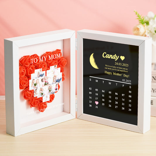 Shadow Box Fiori Personalizzata con Fasi Lunari Regalo Mamma