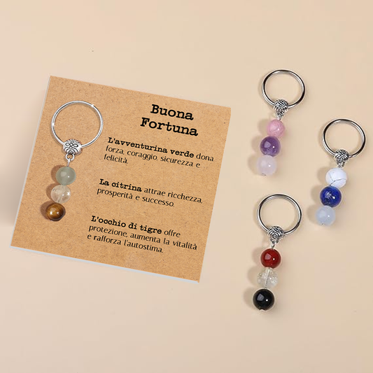 Portachiavi Con Cristalli Naturali Curativi - Buona Fortuna
