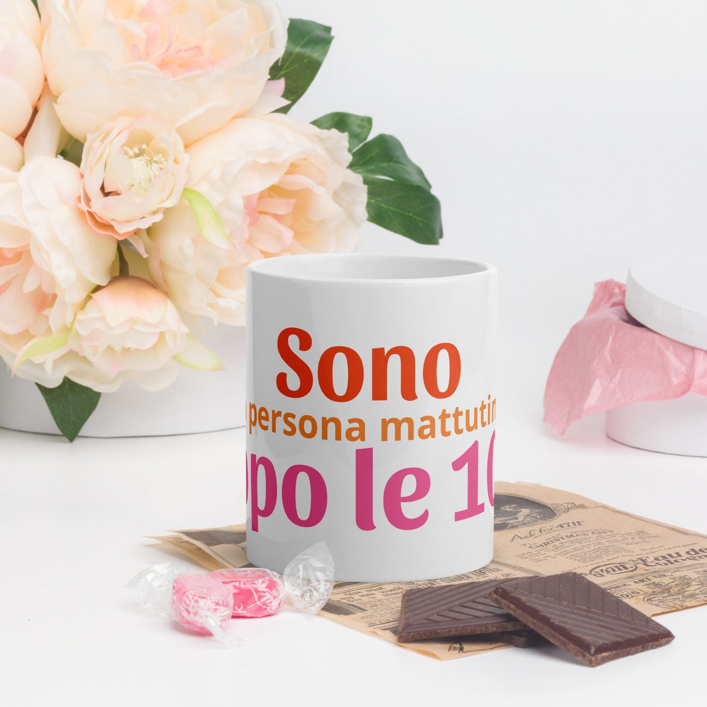 Tazza bianca lucida - Sono una persona mattutina...
