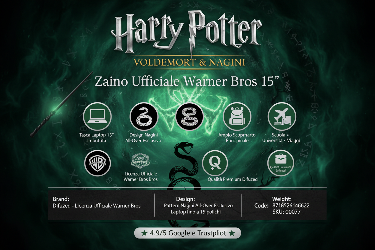 Zaino Harry Potter Voldemort Nagini 00077 | Tasca Laptop 15" | Ufficiale Warner Bros