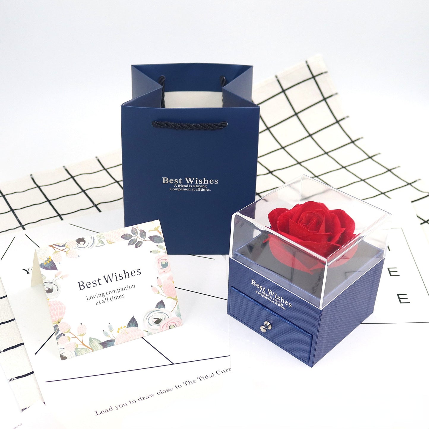 Set Confezione Regalo Rosa con Biglietto e Shopper Jewelry Box Elegante mamma donna