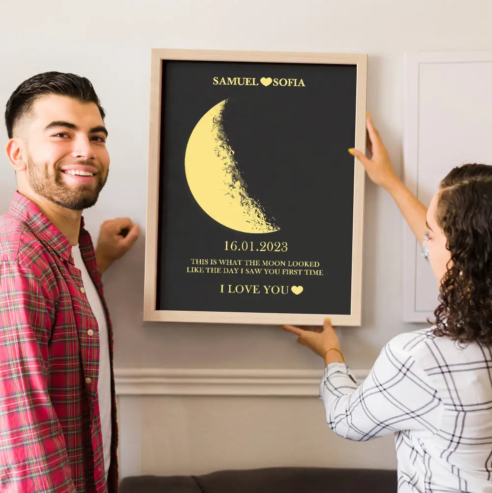 Cornice Fase Lunare Personalizzata con Nomi Regalo Coppia Lei Lui San Valentino Amore Natale Anniversario Compleanno