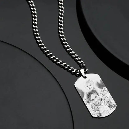 Collana Uomo Personalizzata con Foto e Incisione - idea regalo papà