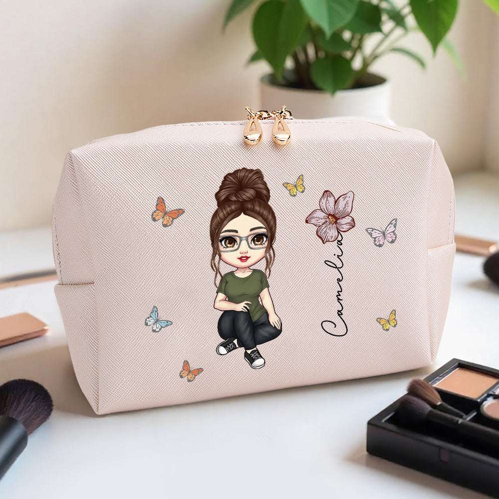 Beauty Case Personalizzato "Fiori di Nascita" Borsa Makeup in Pelle PU idea regalo mamma lei