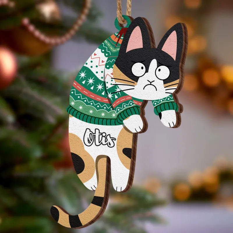 Pallina Natale Gatto Legno Personalizzata Nome Regalo Cat Lover Decorazione Appendino