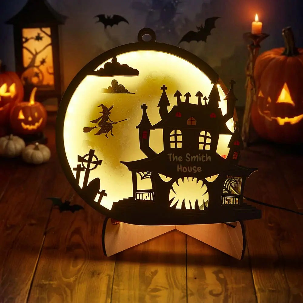Luce Notte Halloween Personalizzata con Nome Cognome Famiglia Lampada LED Decorazione