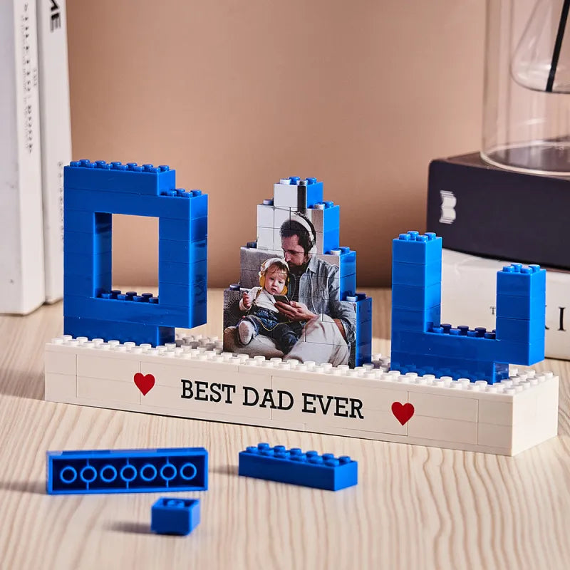 Puzzle di Mattoncini Personalizzato con Foto per Papà - Blocchi di Foto con Testo Personalizzato - Regalo per la Festa del Papà