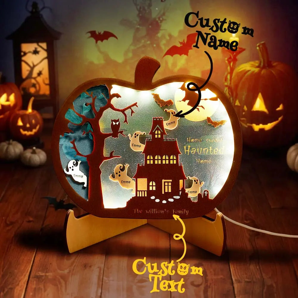 Luce Notte Decorazione Halloween Personalizzata Famiglia Lampada con Nome
