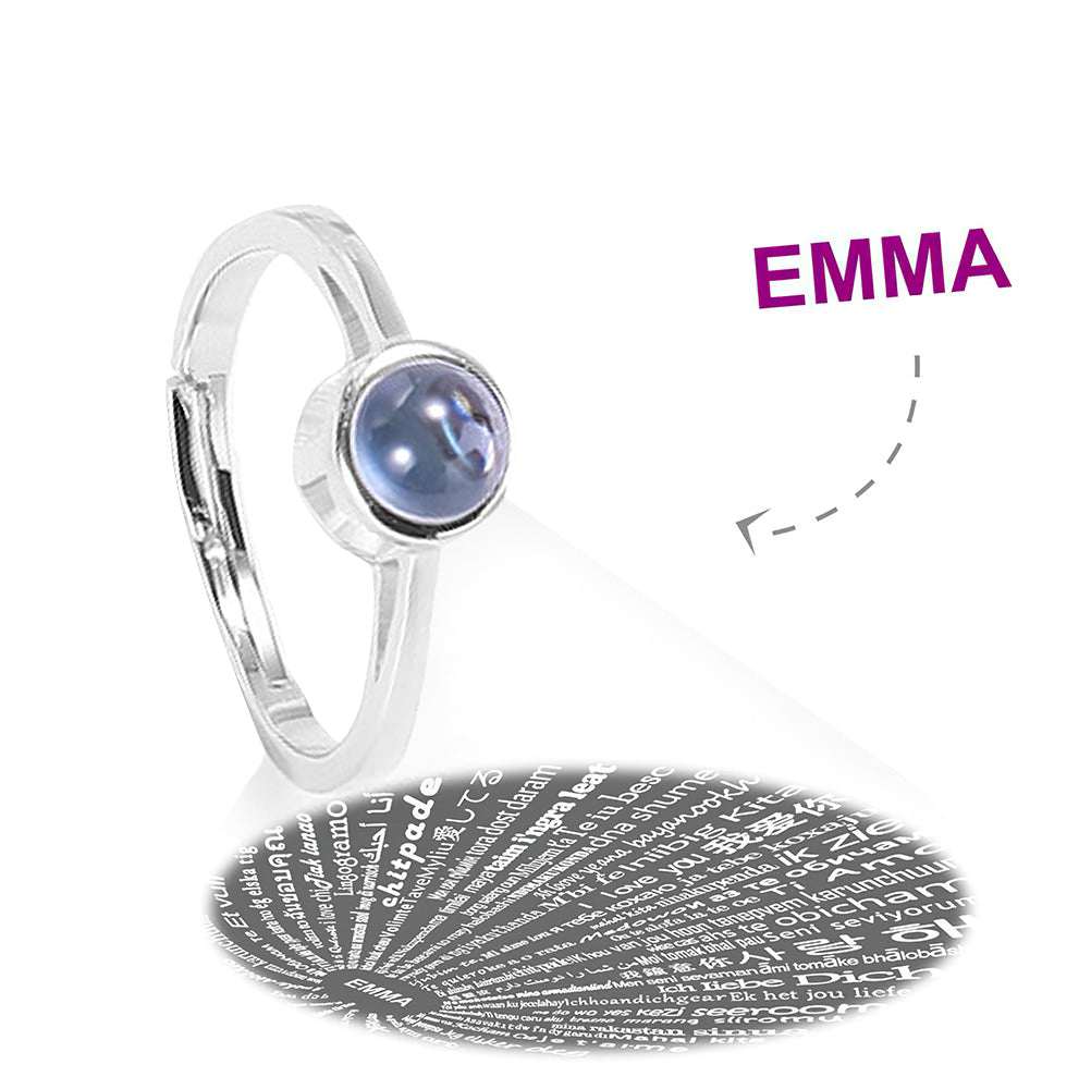 Anello Proiezione "Ti Amo" 100 Lingue Argento S925 Personalizzato nome foto