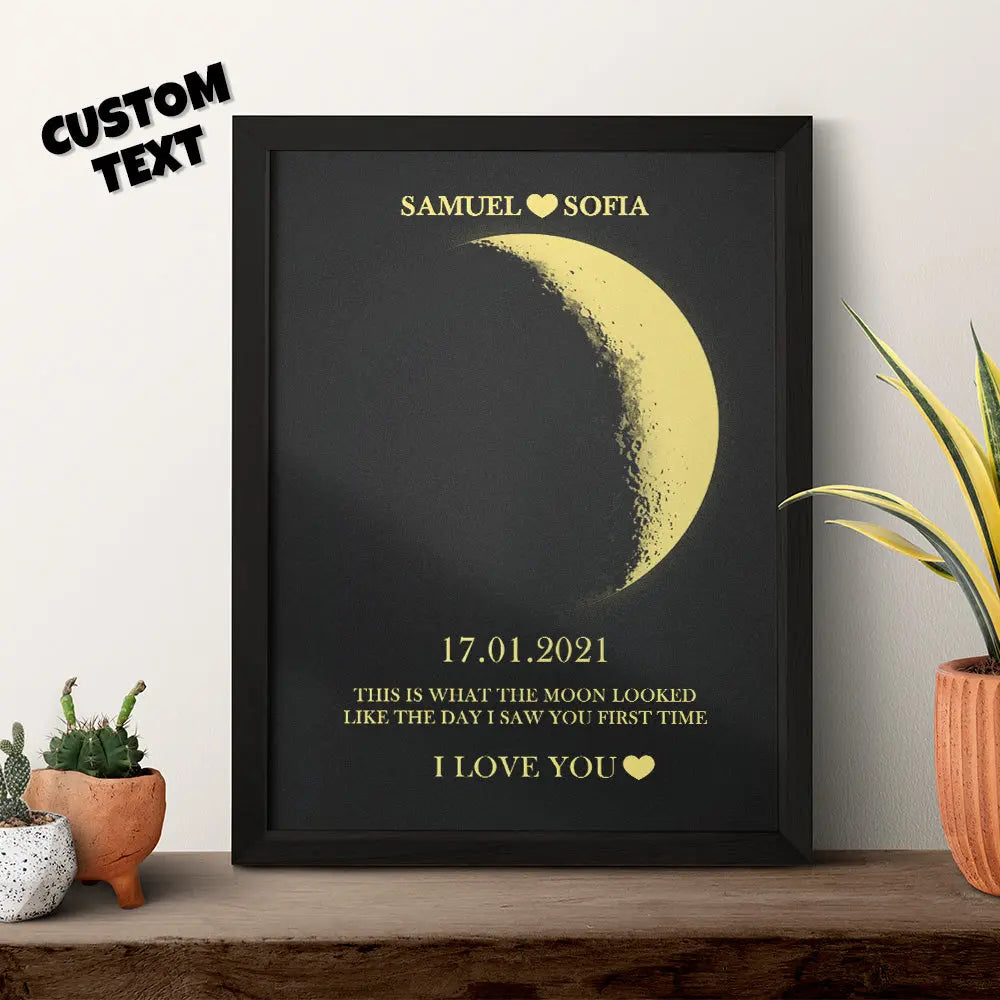 Cornice Fase Lunare Personalizzata con Nomi Regalo Coppia Lei Lui San Valentino Amore Natale Anniversario Compleanno