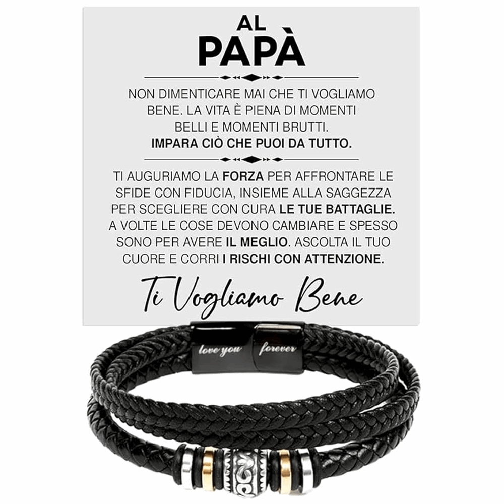 Bracciale Pelle Intrecciata Al Papà - Ti Vogliamo Bene