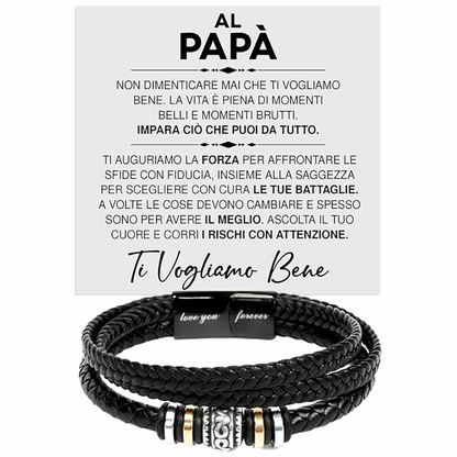 Bracciale Pelle Intrecciata Al Papà - Ti Vogliamo Bene