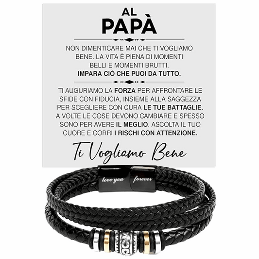 Bracciale Pelle Intrecciata Al Papà - Ti Vogliamo Bene
