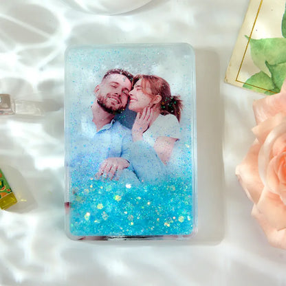 Calamita da Frigo Personalizzata con Foto | Con Brillantini Effetto Sabbie Mobili papà