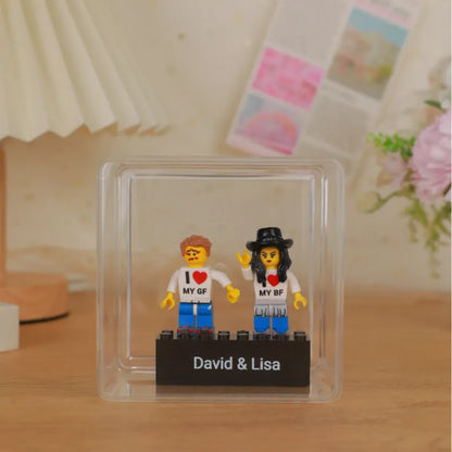 Set Minifigure Coppia Personalizzabili: Un Regalo Creativo con Base Incisa e Vetrina Espositiva papà
