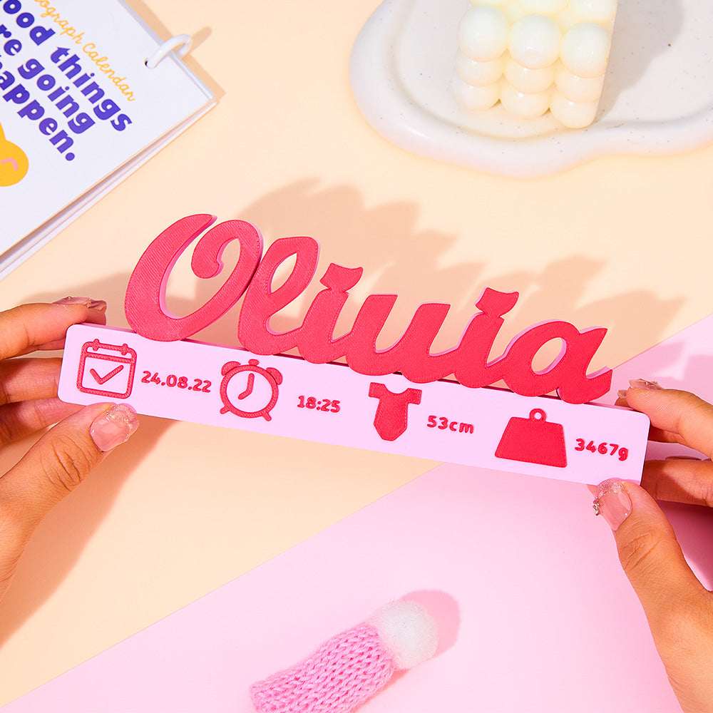 Annuncio Nascita 3D Personalizzato Regalo Neonato Nome