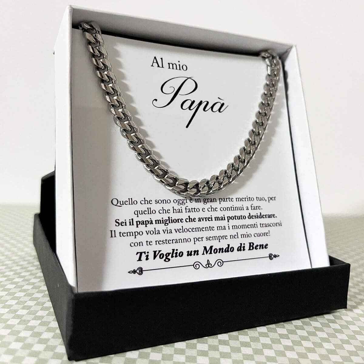 Collana da Uomo - Al Mio Papà Ti Voglio Un Mondo Di Bene.