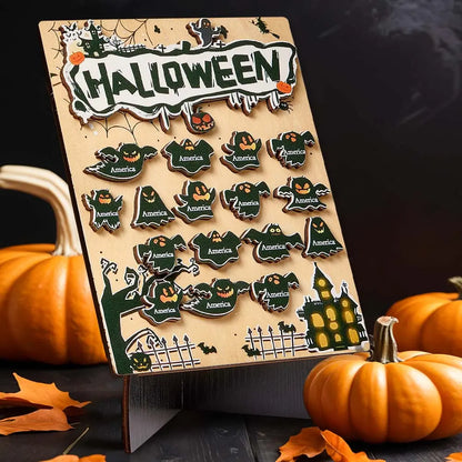 Targa Fantasmino in Legno Personalizzata Nome Regalo Decorazione Segnaposto Halloween