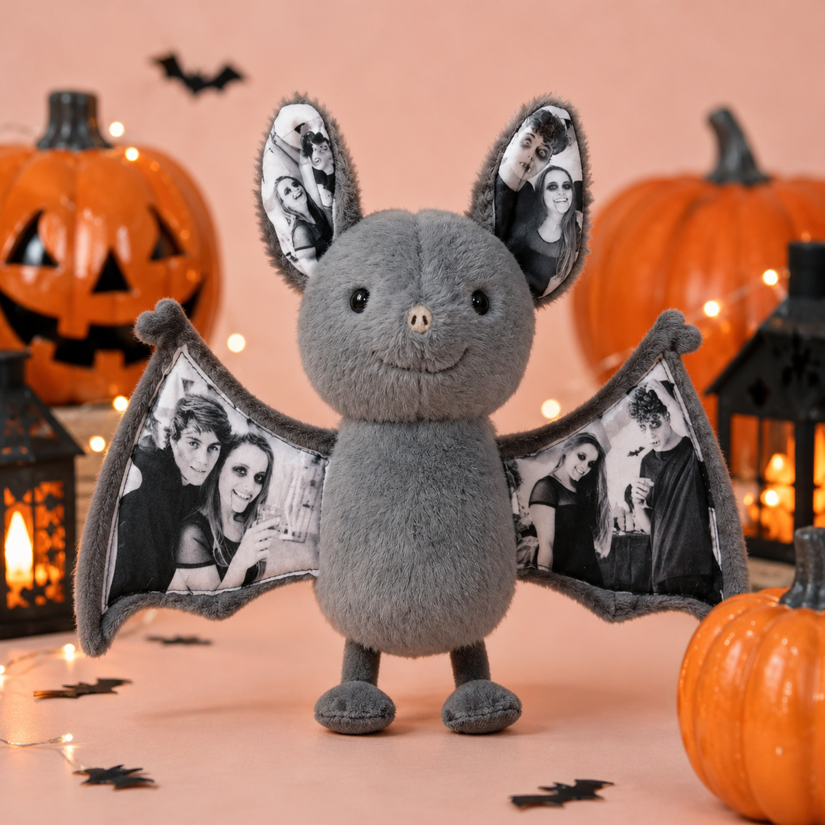 Pipistrello Peluche Personalizzato con Foto Regalo Halloween Coppia