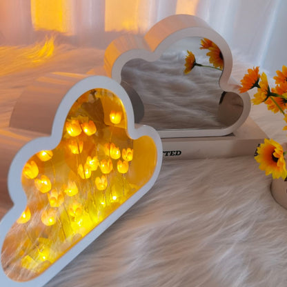 Lampada Nuvola Tulipani Specchio 2-in-1 Luce Notturna DIY Camera
