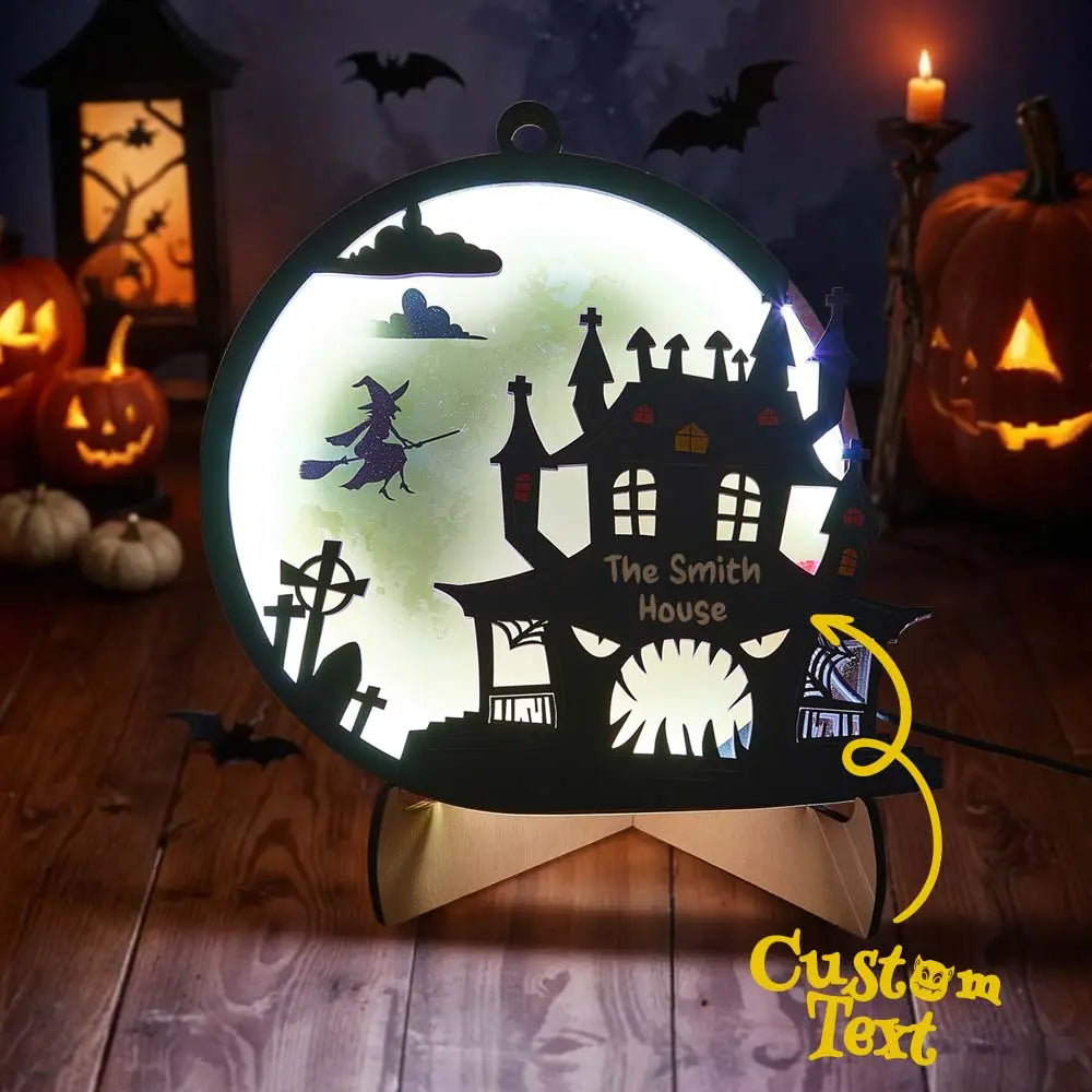 Luce Notte Halloween Personalizzata con Nome Cognome Famiglia Lampada LED Decorazione