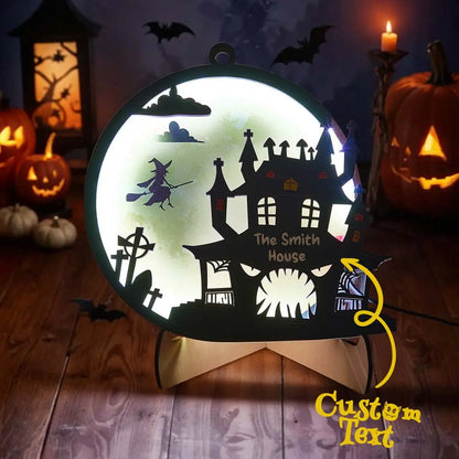 Luce Notte Halloween Personalizzata con Nome Cognome Famiglia Lampada LED Decorazione
