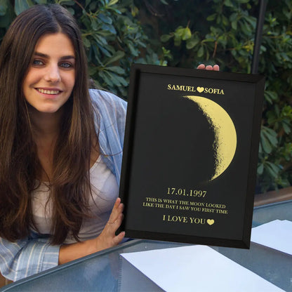 Cornice Fase Lunare Personalizzata con Nomi Regalo Coppia Lei Lui San Valentino Amore Natale Anniversario Compleanno